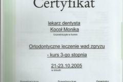 Certyfikat 21-23.10.2005